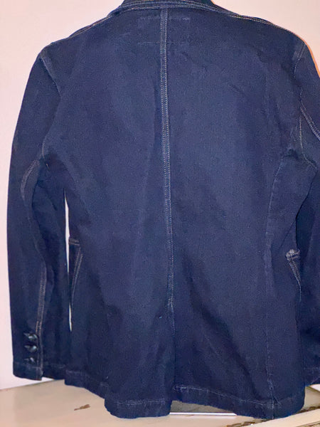 (New) Denim Pocket Blazer - Custom  “Reworked”  Denim Jacket Plus Size 1X