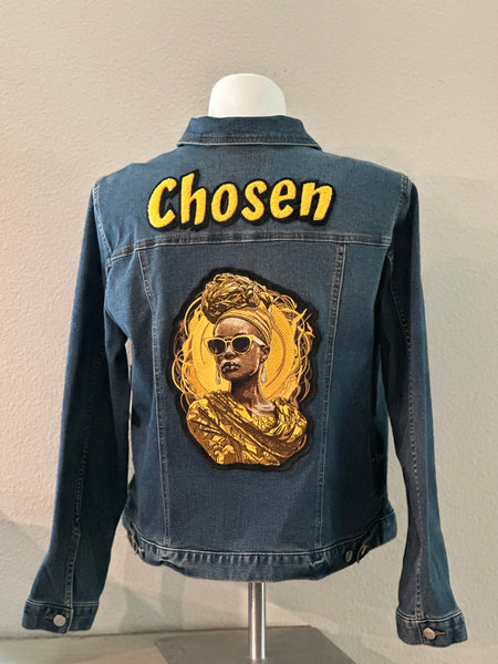(New) Chosen Queen - Custom  “Reworked”  Denim Jacket Plus Size 2X