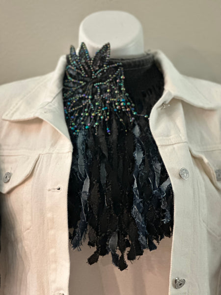 (New) Flutter - Custom  “Reworked”  Denim Vest Jacket Ladies Size Large
