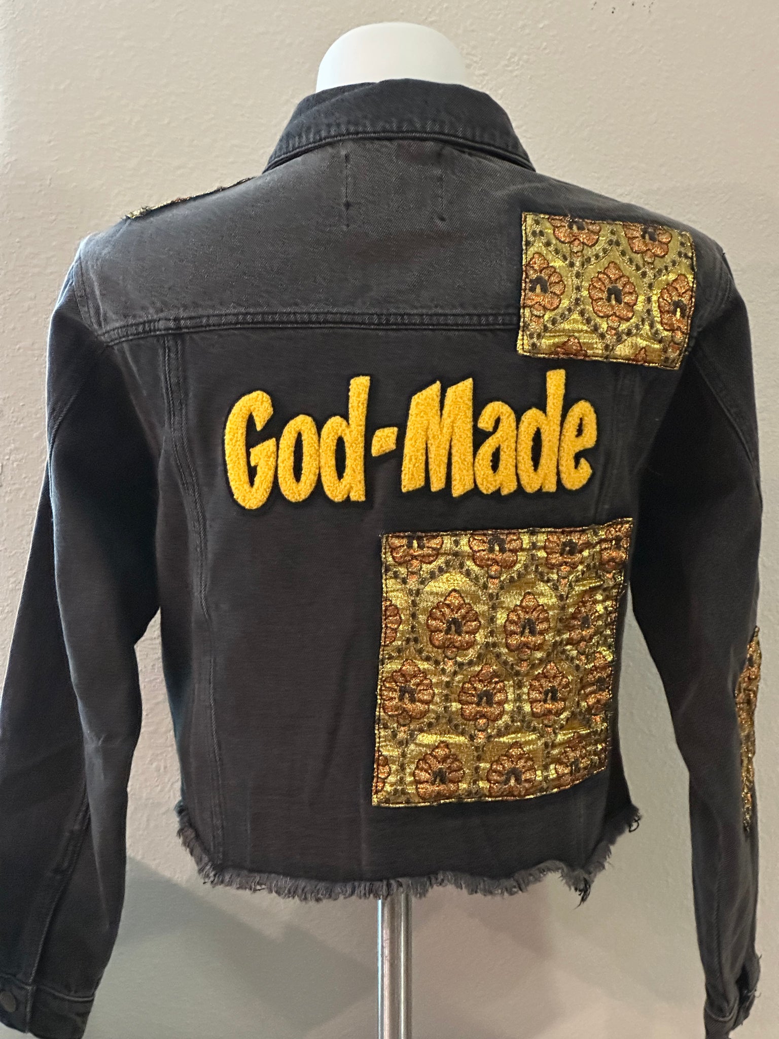 (New) God Made - Custom  “Reworked”  Denim Jacket Juniors Size Large
