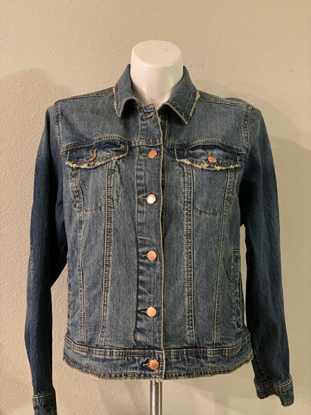 (New) Move In Silence   - Custom “Reworked” Denim Jacket Ladies Size XL