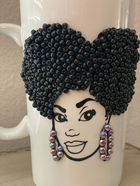 (New) Afro Puff Queen - Large Bling Coffee Mug