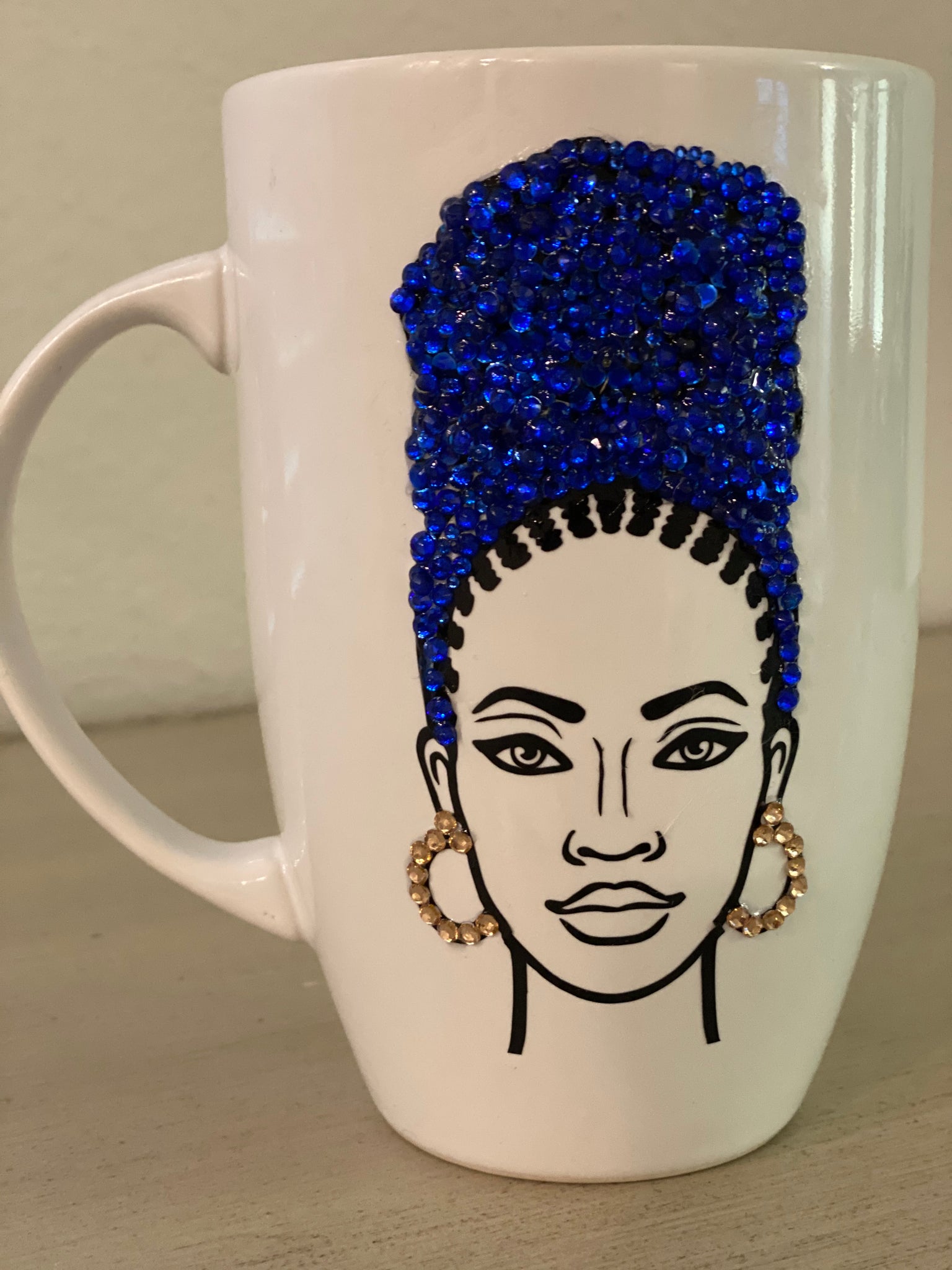 (New) Wrap Beauty Blue - Large Bling Coffee Mug