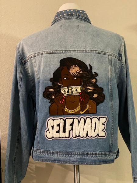 (New) Self Made Queen - Custom “Reworked” Denim Jacket Plus Size 3X