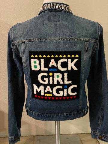 (New) Black Girl Magic  - Custom “Reworked” Denim Jacket Juniors Size Large