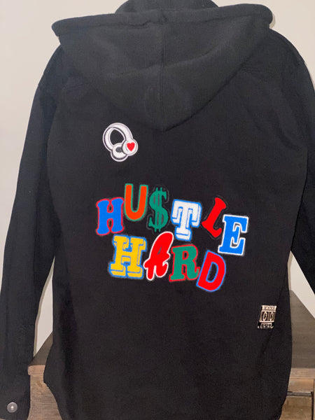 (New) Hustle Hard- Custom “Reworked” Denim Jacket Men’s Size Large