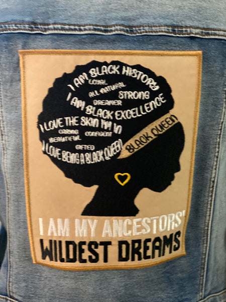(New) I Am Black History   - Custom  “Reworked”  Denim Jacket Plus Size 1X
