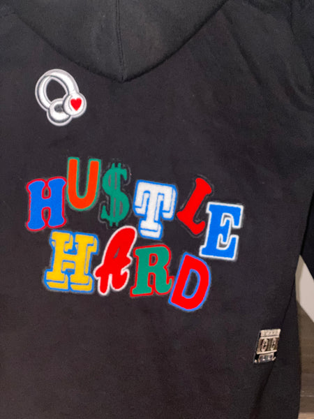 (New) Hustle Hard- Custom “Reworked” Denim Jacket Men’s Size Large