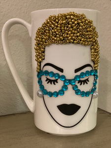 (New) Short-Cut Beauty Blonde- Large Bling Coffee Mug